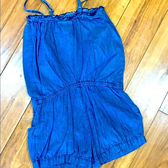 Denim cotton romper shorts summer one piece school outfit girl 8 blue - … - Picture 3 of 3